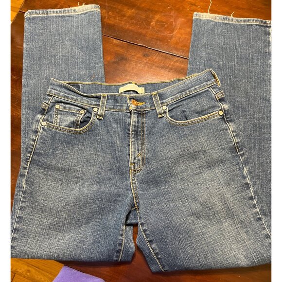 Levis 505 Straight Leg Jeans Blue Denim Frayed Hem Light Distressing Size 8 S - Picture 1 of 4